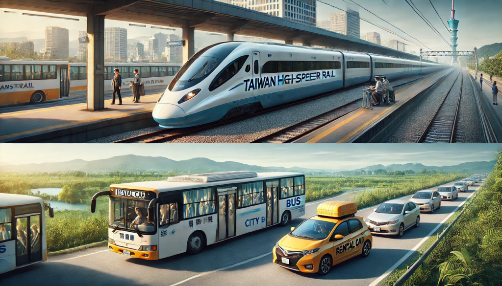 台湾新幹線、バス、レンタカーの比較画像