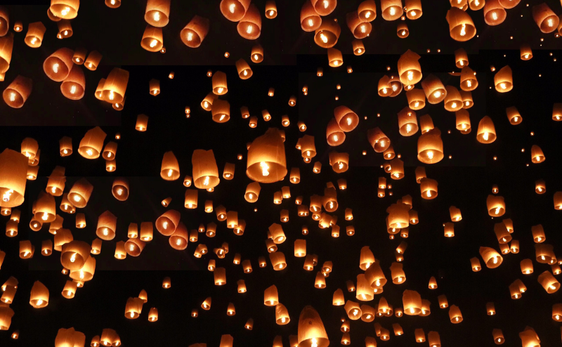 十分のランタン飛ばし