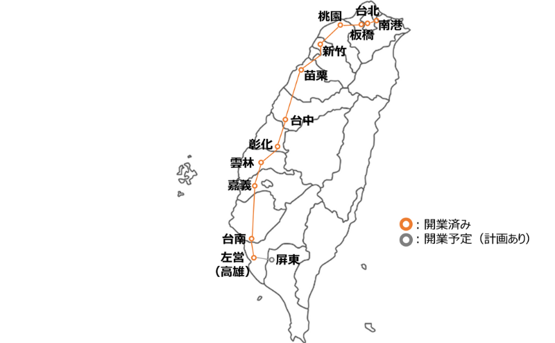 台湾の高速鉄道路線図