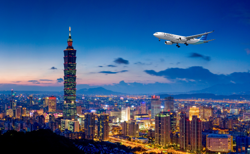 航空機と台北101