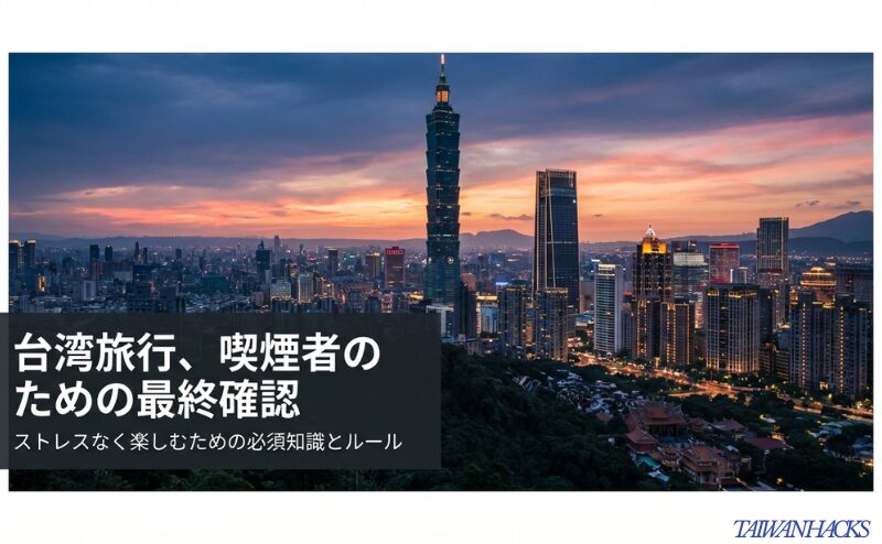 台湾旅行における喫煙ルールの最終確認スライド。ストレスなく楽しむための必須知識とマナーの表紙
