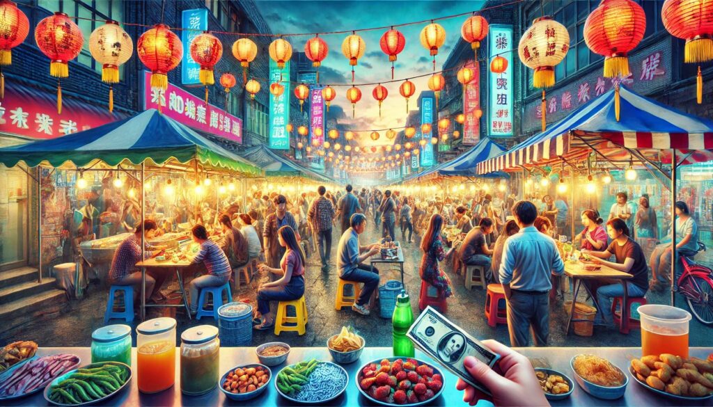 台湾の夜市のにぎわいと屋台の様子