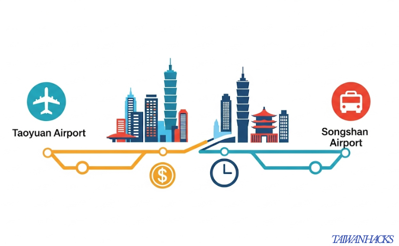 桃園空港と松山空港、時間と交通費で選ぶならどっち？