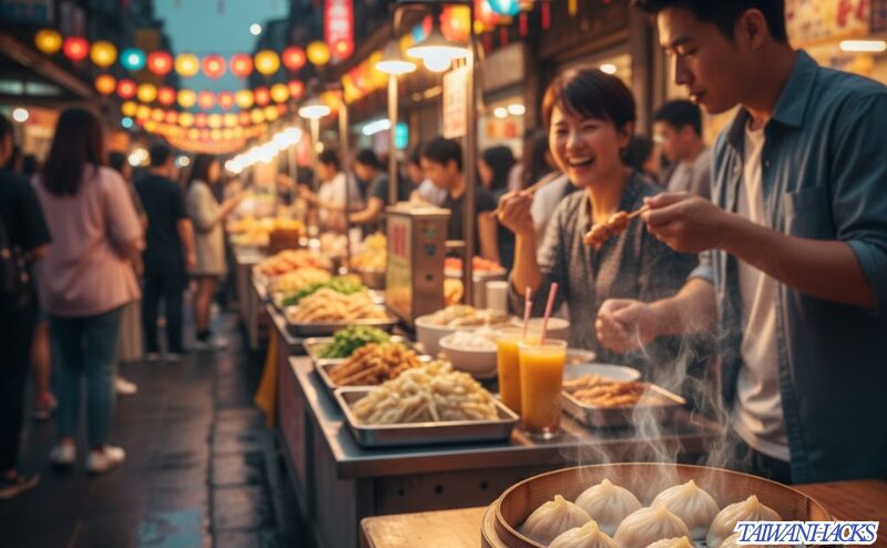台湾一人旅の食費の象徴である、活気ある夜市と小籠包の屋台