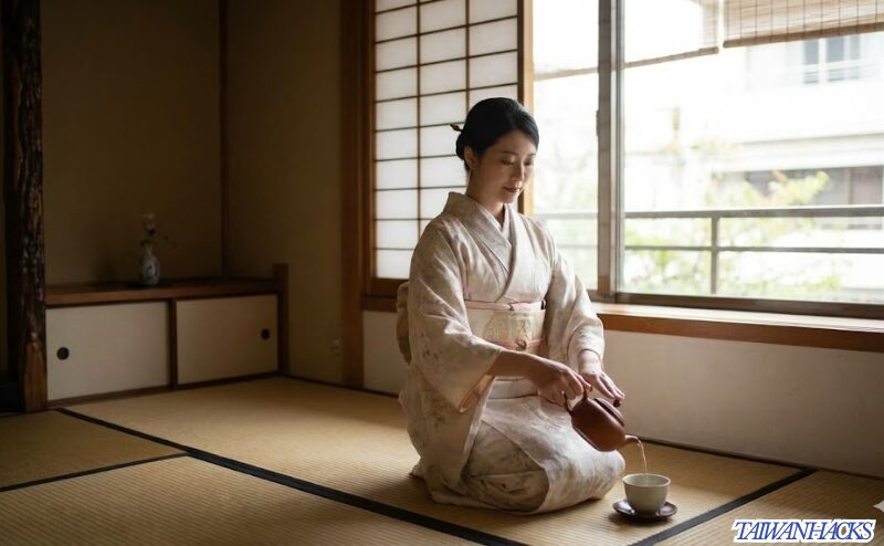 静寂に包まれた台北の茶藝館で、スマホを置いて自分自身と向き合いながら中国茶を淹れる日本人女性